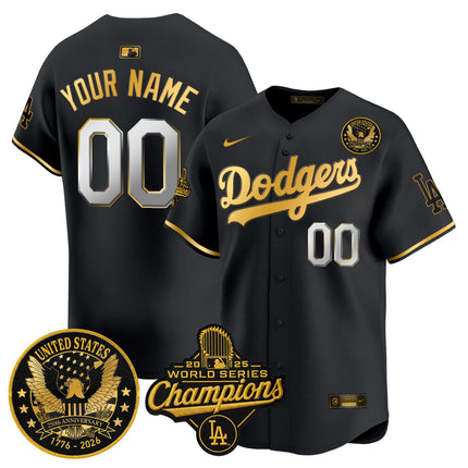 Dodgers 2025 World Series Champions & America 250th Patch Vapor Premier Limited Custom Jersey - All Stitched