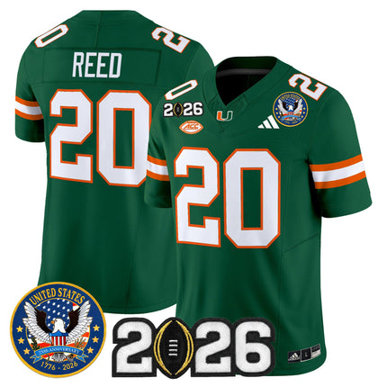 Men's Miami Hurricanes "United States 250th Anniversary & 2026 CFP Final Patch" Vapor Limited Jersey - All Stitched