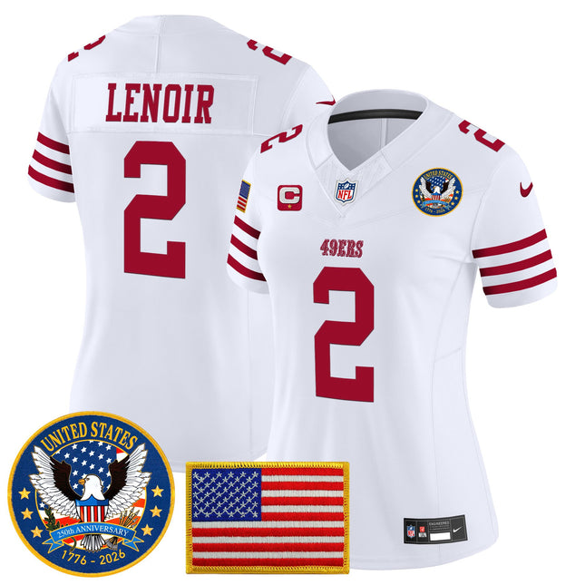 Women's San Francisco 49ers "United States 250th Anniversary Patch" Vapor Limited Jersey - All Stitched