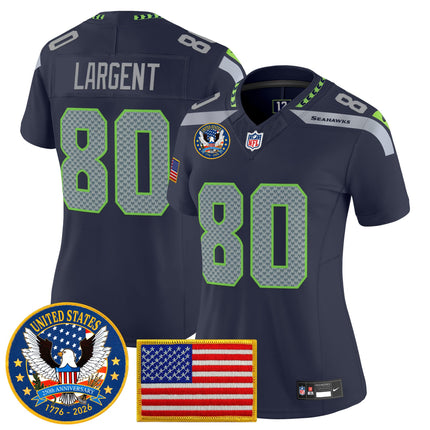 Women's Seattle Seahawks "United States 250th Anniversary Patch" Vapor Limited Jersey - All Stitched