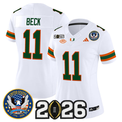 Women's Miami Hurricanes "United States 250th Anniversary & 2026 CFP Final Patch" Vapor Limited Jersey - All Stitched
