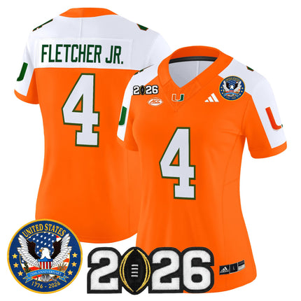 Women's Miami Hurricanes "United States 250th Anniversary & 2026 CFP Final Patch" Vapor Limited Jersey - All Stitched