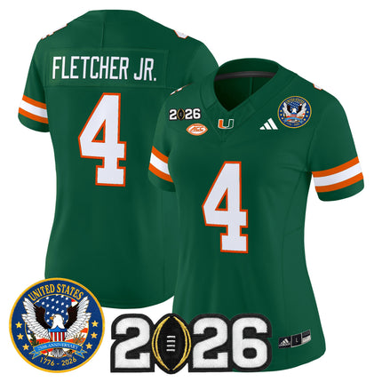 Women's Miami Hurricanes "United States 250th Anniversary & 2026 CFP Final Patch" Vapor Limited Jersey - All Stitched