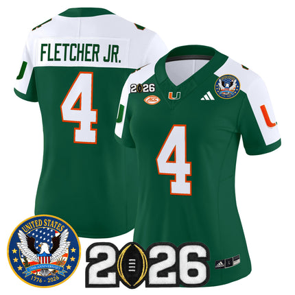 Women's Miami Hurricanes "United States 250th Anniversary & 2026 CFP Final Patch" Vapor Limited Jersey - All Stitched