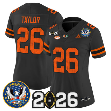 Women's Miami Hurricanes "United States 250th Anniversary & 2026 CFP Final Patch" Vapor Limited Jersey - All Stitched