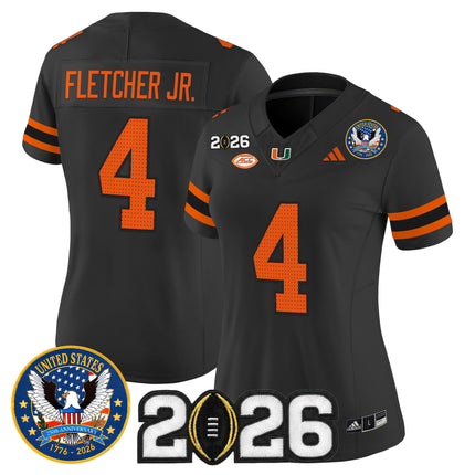 Women's Miami Hurricanes "United States 250th Anniversary & 2026 CFP Final Patch" Vapor Limited Jersey - All Stitched