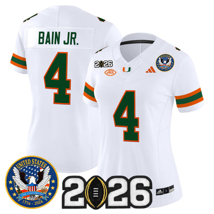 Women's Miami Hurricanes "United States 250th Anniversary & 2026 CFP Final Patch" Vapor Limited Jersey - All Stitched