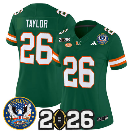 Women's Miami Hurricanes "United States 250th Anniversary & 2026 CFP Final Patch" Vapor Limited Jersey - All Stitched