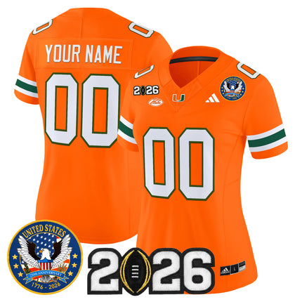 Miami Hurricanes "United States 250th Anniversary & 2026 CFP Final Patch" Vapor Limited Custom Jersey - All Stitched