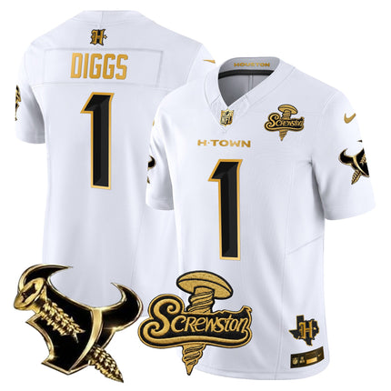 Men's Houston Texans DJ Screw Gold Vapor Limited Jersey - All Stitched