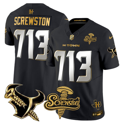 Men's Houston Texans DJ Screw Gold Vapor Limited Jersey - All Stitched