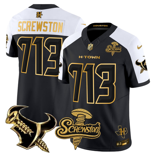 Men's Houston Texans DJ Screw Gold Vapor Limited Jersey - All Stitched