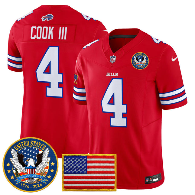 Men's Buffalo Bills "United States 250th Anniversary Patch" Vapor Limited Jersey - All Stitched
