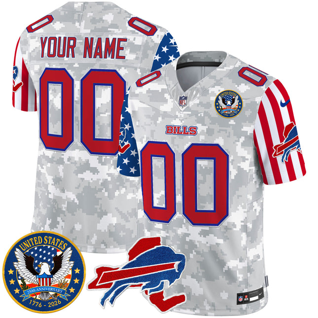 Buffalo Bills "America250 Edition" Style Vapor Limited Custom Jersey - All Stitched