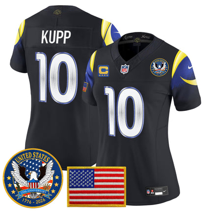 Women's Los Angeles Rams 2025 "United States 250th Anniversary Patch" Vapor Limited Jersey - All Stitched