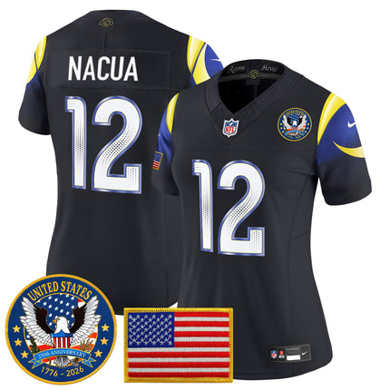 Women's Los Angeles Rams 2025 "United States 250th Anniversary Patch" Vapor Limited Jersey - All Stitched