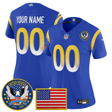 Los Angeles Rams 2025 "United States 250th Anniversary Patch" Vapor Limited Custom Jersey - All Stitched
