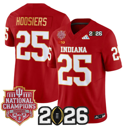 Men's Indiana Hoosiers 2025 National Champions & 2026 CFP Final Patch Gold Trim Vapor Limited Jersey - All Stitched