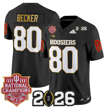 Men's Indiana Hoosiers 2025 National Champions & 2026 CFP Final Patch Gold Trim Vapor Limited Jersey - All Stitched