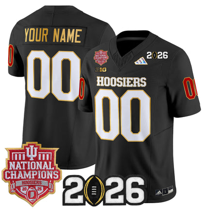 Indiana Hoosiers 2025 National Champions & 2026 CFP Final Patch Gold Trim Vapor Limited Custom Jersey - All Stitched