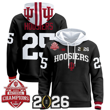 Men's Indiana Hoosiers 2025 National Champions & 2026 CFP Final Patch Premium Pullover Hoodie V2 - All Stitched