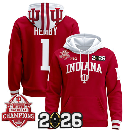 Men's Indiana Hoosiers 2025 National Champions & 2026 CFP Final Patch Premium Pullover Hoodie V2 - All Stitched