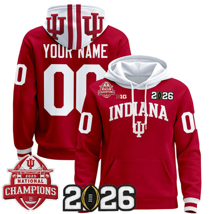 Indiana Hoosiers 2025 National Champions & 2026 CFP Final Patch Premium Custom Pullover Hoodie V2 - All Stitched