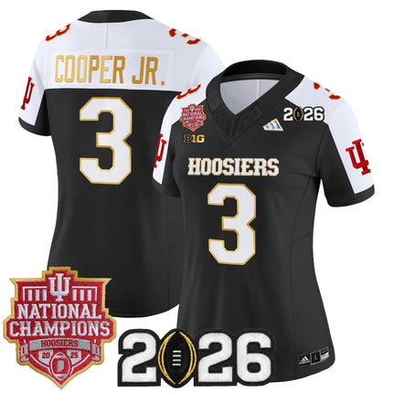 Women's Indiana Hoosiers 2025 National Champions & 2026 CFP Final Patch Gold Trim Vapor Limited Jersey - All Stitched