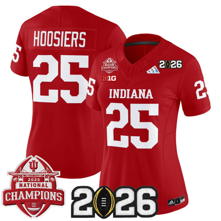 Women's Indiana Hoosiers 2025 National Champions & 2026 CFP Final Patch Vapor Limited Jersey V2 - All Stitched