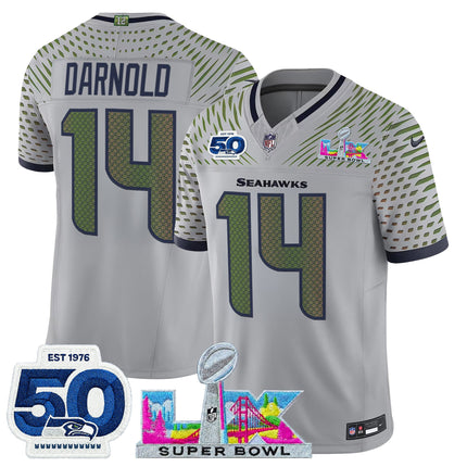 Men's Seattle Seahawks "Super Bowl LX & 50th Patch" Vapor Limited Jersey - All Stitched