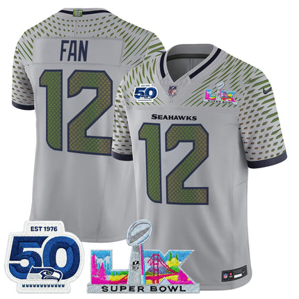 Men's Seattle Seahawks "Super Bowl LX & 50th Patch" Vapor Limited Jersey - All Stitched