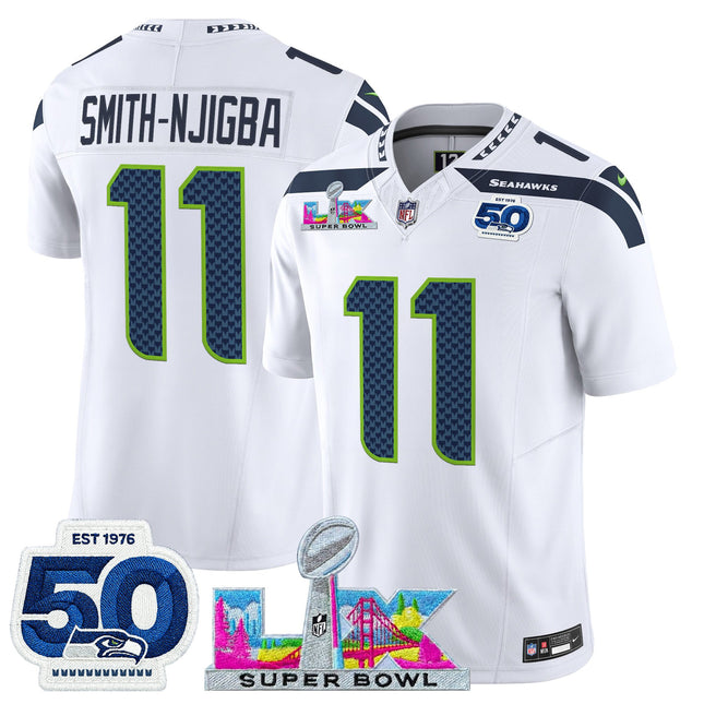 Men's Seattle Seahawks "Super Bowl LX & 50th Patch" Vapor Limited Jersey - All Stitched