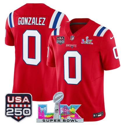 Men's New England Patriots "Super Bowl LX & United States 250th Anniversary Patch" Vapor Limited Jersey - All Stitched