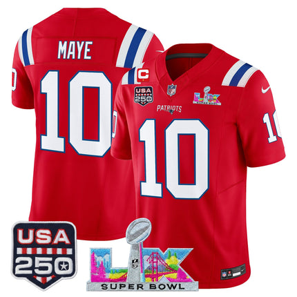 Men's New England Patriots "Super Bowl LX & United States 250th Anniversary Patch" Vapor Limited Jersey - All Stitched