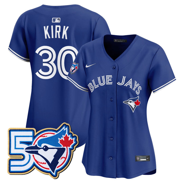 Women's Toronto Blue Jays 50 Seasons Patch Vapor Premier Limited Jersey - All Stitched