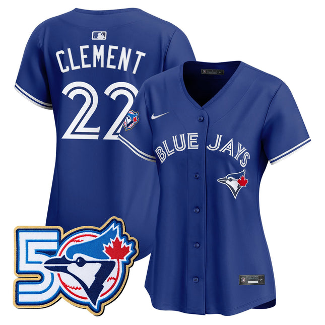 Women's Toronto Blue Jays 50 Seasons Patch Vapor Premier Limited Jersey - All Stitched