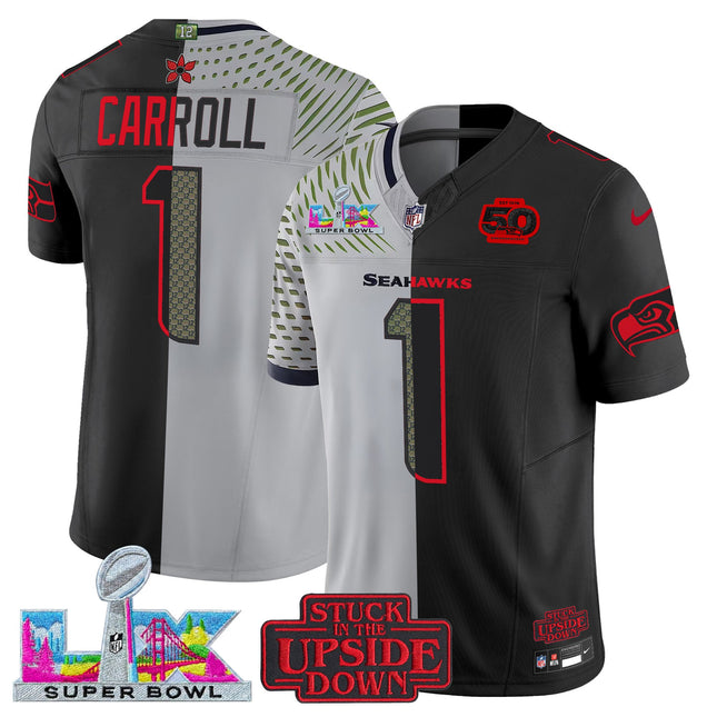 Men's Seattle Seahawks 'Upside Down Edition' Vapor Limited Jersey - Super Bowl LX Patch - All Stitched