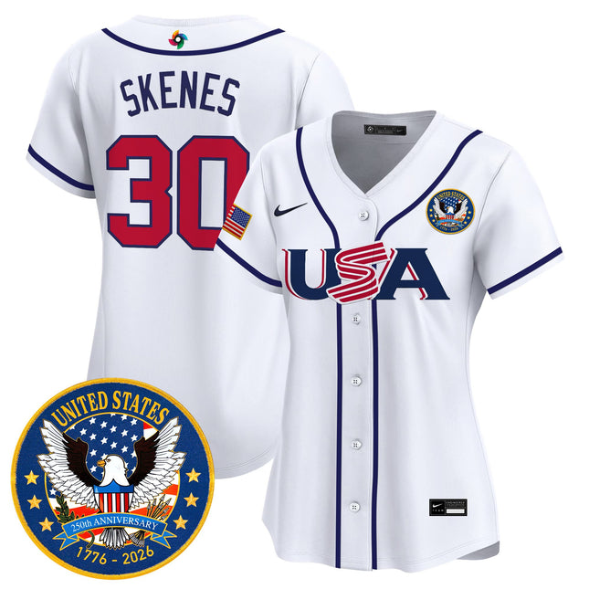 Women's Team USA World Baseball Classic United States 250th Anniversary Patch Vapor Premier Jersey - All Stitched