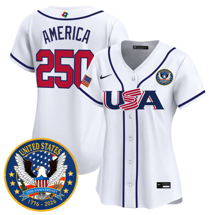 Women's Team USA World Baseball Classic United States 250th Anniversary Patch Vapor Premier Jersey - All Stitched