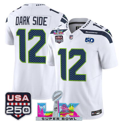 Men's Seattle Seahawks "Super Bowl LX & United States 250th Anniversary Patch" Vapor Limited Jersey - All Stitched