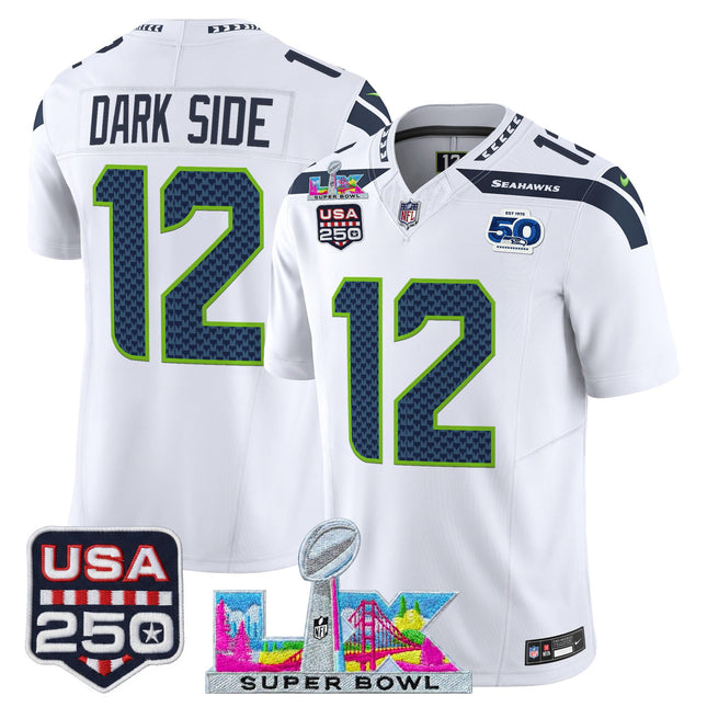 Men's Seattle Seahawks "Super Bowl LX & United States 250th Anniversary Patch" Vapor Limited Jersey - All Stitched