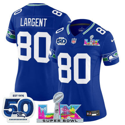 Women's Seattle Seahawks "Super Bowl LX & 50th Patch" Vapor Limited Jersey - All Stitched
