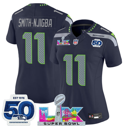 Women's Seattle Seahawks "Super Bowl LX & 50th Patch" Vapor Limited Jersey - All Stitched