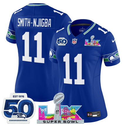 Women's Seattle Seahawks "Super Bowl LX & 50th Patch" Vapor Limited Jersey - All Stitched
