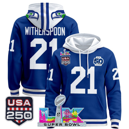 Men's Seattle Seahawks "Super Bowl LX & United States 250th Anniversary Patch" Premier Hoodie - All Stitched