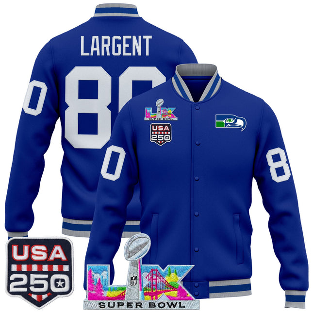 Men's Seattle Seahawks "Super Bowl LX & United States 250th Anniversary Patch" Jacket- All Stitched