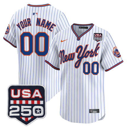 New York Mets Road Alternate & 250America Patch Vapor Limited Custom Jersey - All Stitched