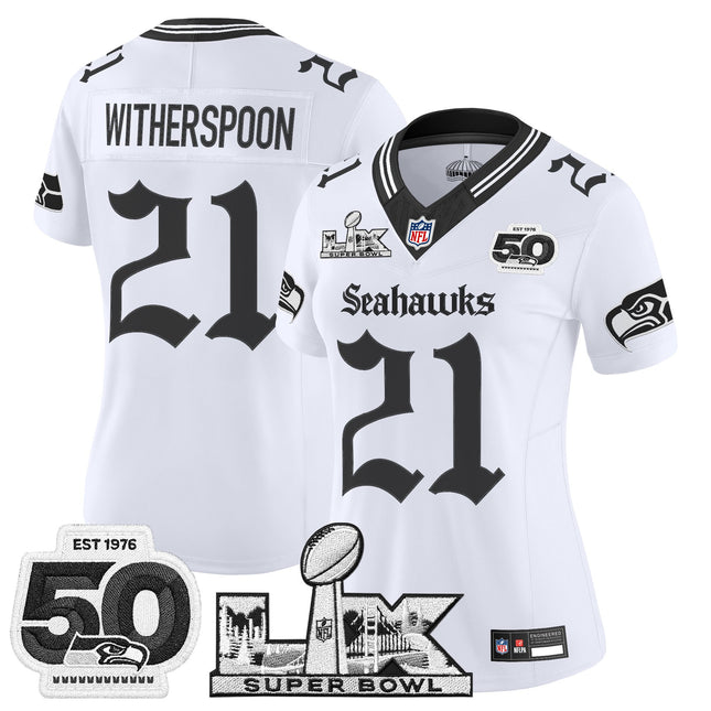Women's Seattle Seahawks "Super Bowl LX & 50th Patch" Vapor Limited Jersey - Gothic Edition - All Stitched