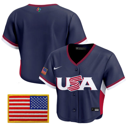 Women's Team USA World Baseball Classic Crop Top Baseball Jersey - All Stitched