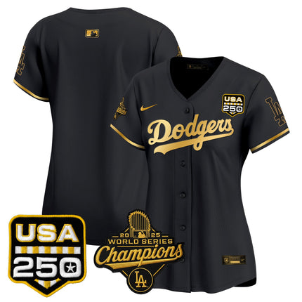 Women's Dodgers 2025 World Series Champions & 250America Patch Vapor Premier Limited Jersey - All Stitched